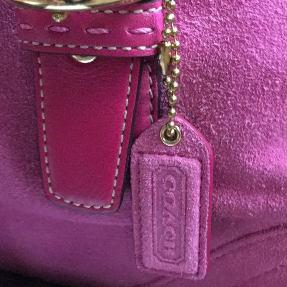 Coach Pink Suede Leather Satchel Bag